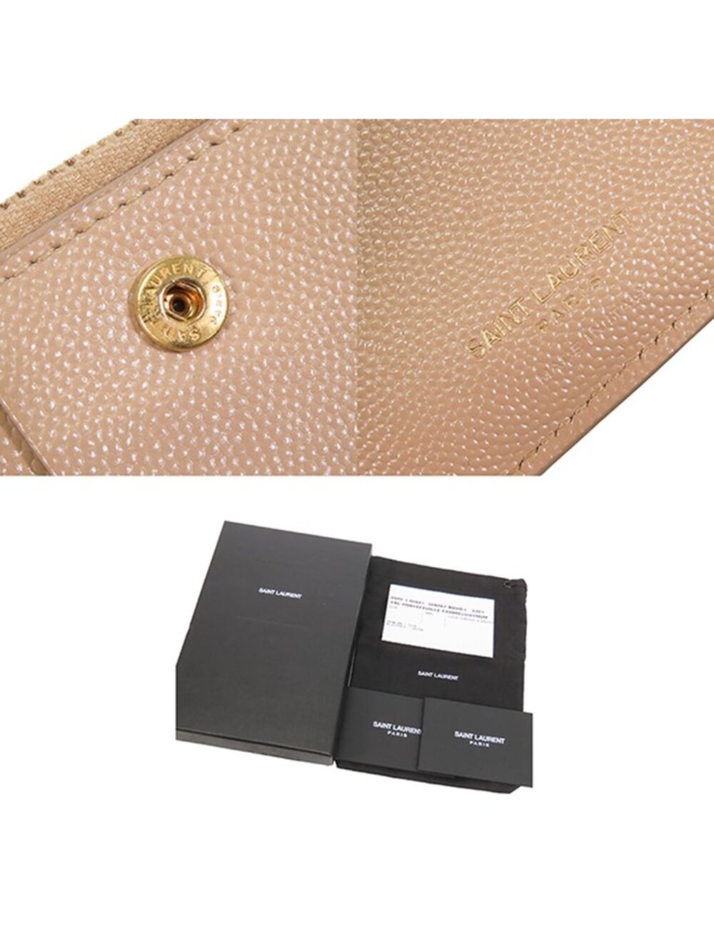 Saint Laurent Monogram Zip Wallet Beige Leather Cassandra Compact Bifold - Picture 9 of 9